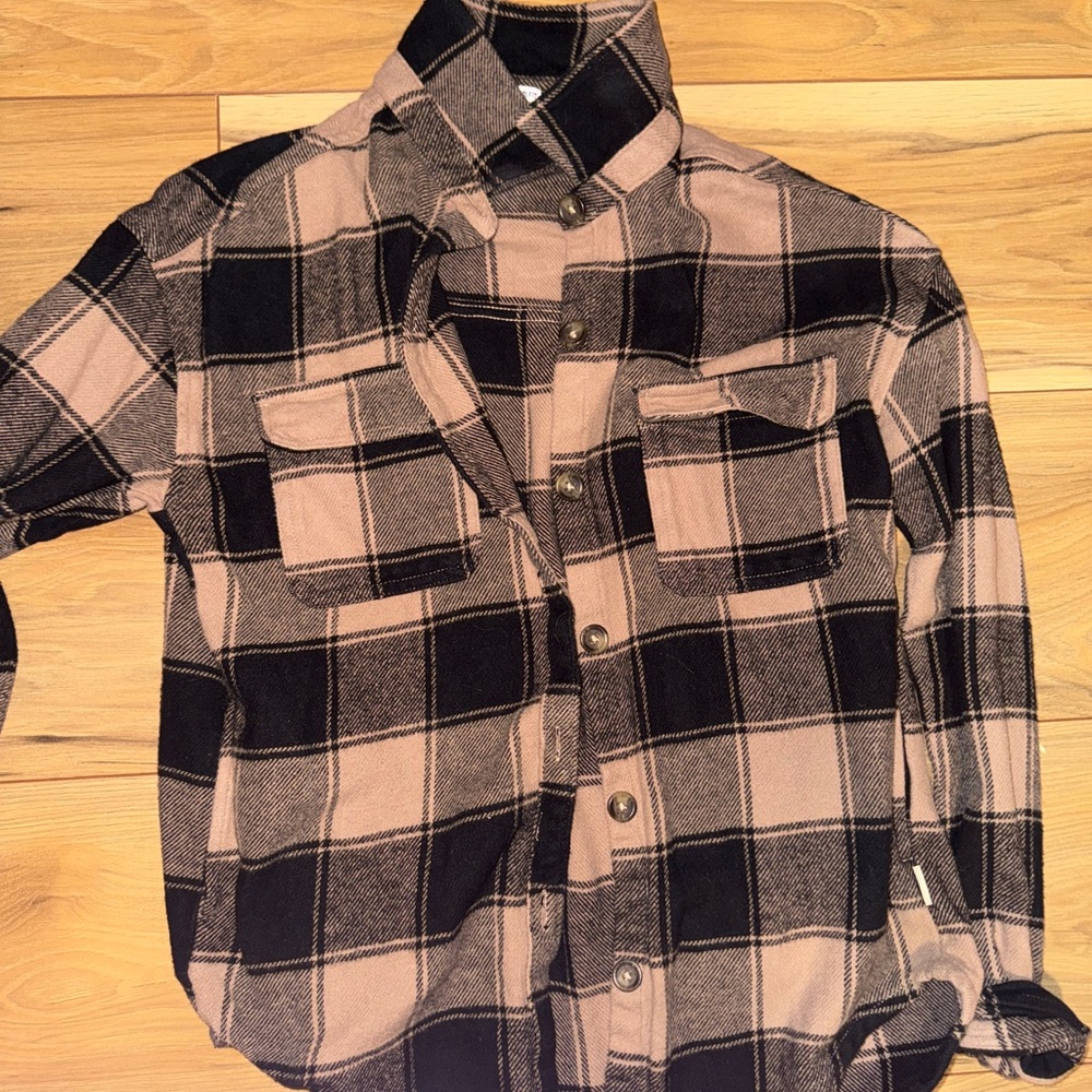 Hollister Black and Tan Plaid Shirt
